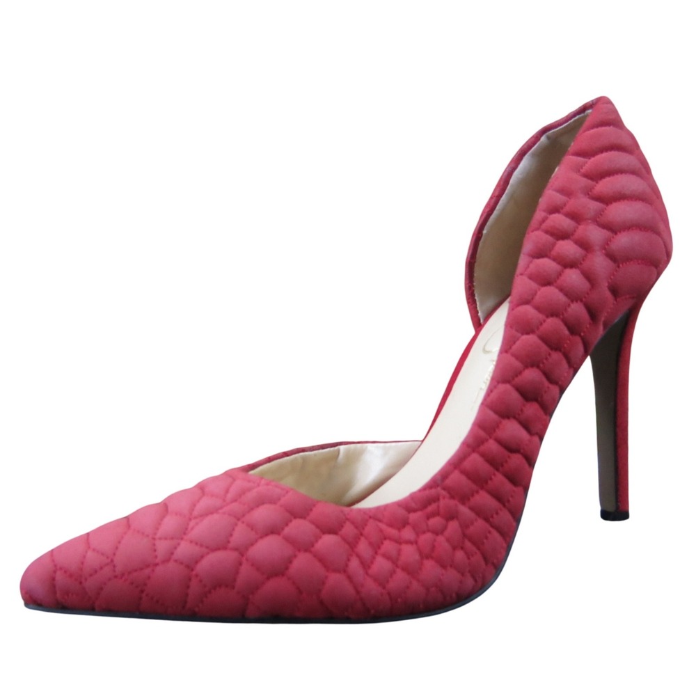 Jessica Simpson‎ Caldas Women's Red Leather d'Orsay Pumps 8 Quilted Stylish
